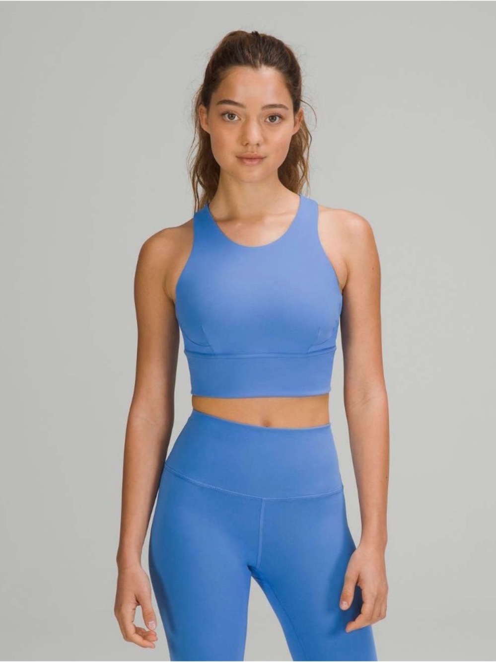 #100 Lululemon Wunder Train Longline Bra Blue Nile Size 6 C/D Cup